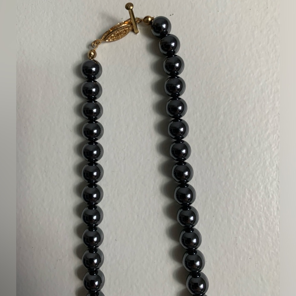 New vintage hematite rose quartz polished pearls beads necklace - Picture 10 of 11